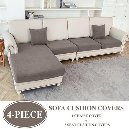 LA MEACK Couch Cushion Covers for Sectional Sofa L Shape Washable Separate Seat - Image 2