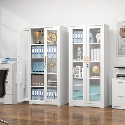 Polup Display Cabinet with Glass Doors, Metal Glass Display Case - Image 9