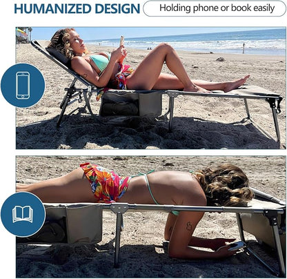 Tanning Chair with Face Hole, Adjustable Folding Chaise Lounge Chairs - Image 6