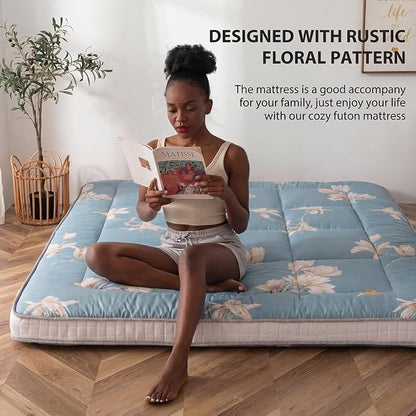 MAXYOYO Floral Printed Futon Mattress, Padded Japanese Floor Mattress Quilted - Image 3