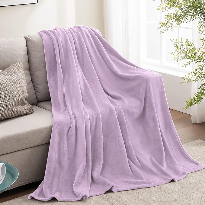 BEDELITE Fleece Blanket Soft Plush Twin Size Blanket Lilac 60"x80" | Ultra Soft - Image 9