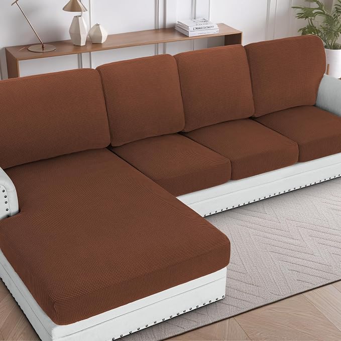 H.VERSAILTEX Sectional Couch Covers 1 Piece Chaise Slipcover L Shape Separate by HVERSAILTEX