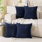Set of 4 Navy Blue Decorative Throw Pillow Covers 18x18 Inch Corduroy Pillow by Cozoomy