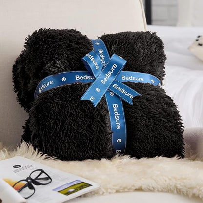 Bedsure GentleSoft Fluffy Black Blankets Queen Size - Image 7