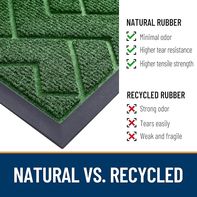 OLANLY Front Door Mat Outside 47x17, All-Season Absorbent Rubber Doormat | Green - Image 5