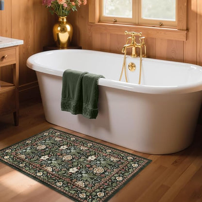 GarveeHome Small Forest Green Entryway Rug, 2x3 Washable Front Door Rug Indoor - Image 3