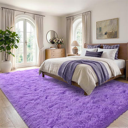 4'x5'3'' Purple Fluffy Soft Area Rug Non-Slip - Image 3