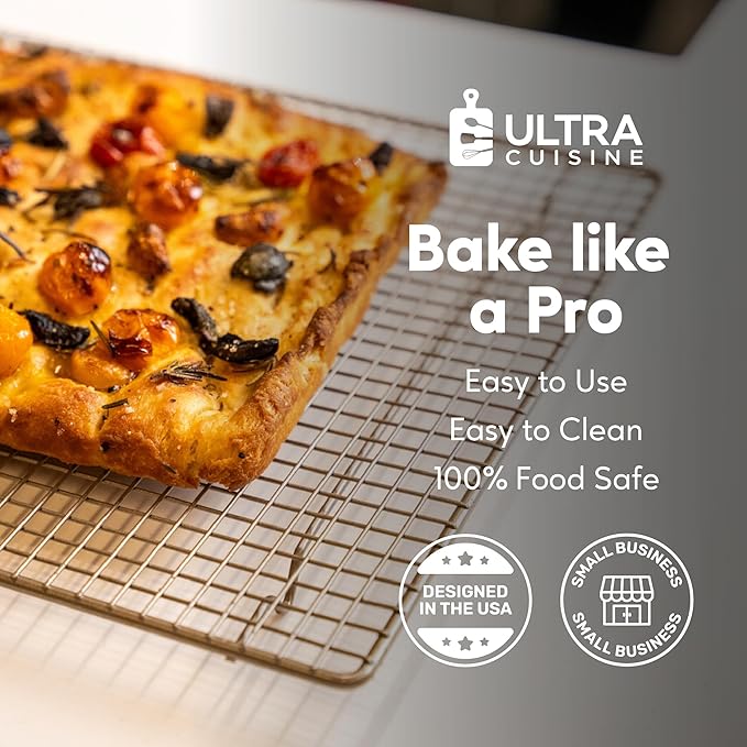 Ultra Cuisine Heavy Duty 100% Stainless Steel Cooling Rack for Cooking and Baking - Baking Rack & Wire Cooling Rack - Fits Half Sheet and Jelly Roll Sheet Pans - 11.5''x16.5'' & 10''x14.75''