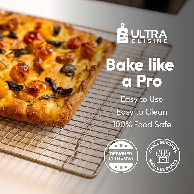 Ultra Cuisine Heavy Duty 100% Stainless Steel Cooling Rack for Cooking and Baking - Baking Rack & Wire Cooling Rack - Fits Half Sheet and Quarter Sheet Pans - 11.5''x16.5'' & 8.5''x12''