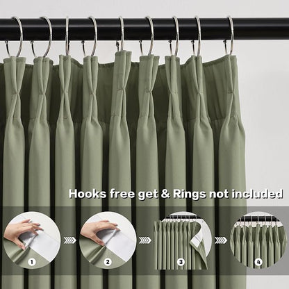 90 Inch Light Sage Green Eucalyptus Color Blakcout Curtains - Image 2