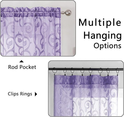 Furman Light Purple Sheer Curtains 54 Inch Length 2 Panels Set - Image 4