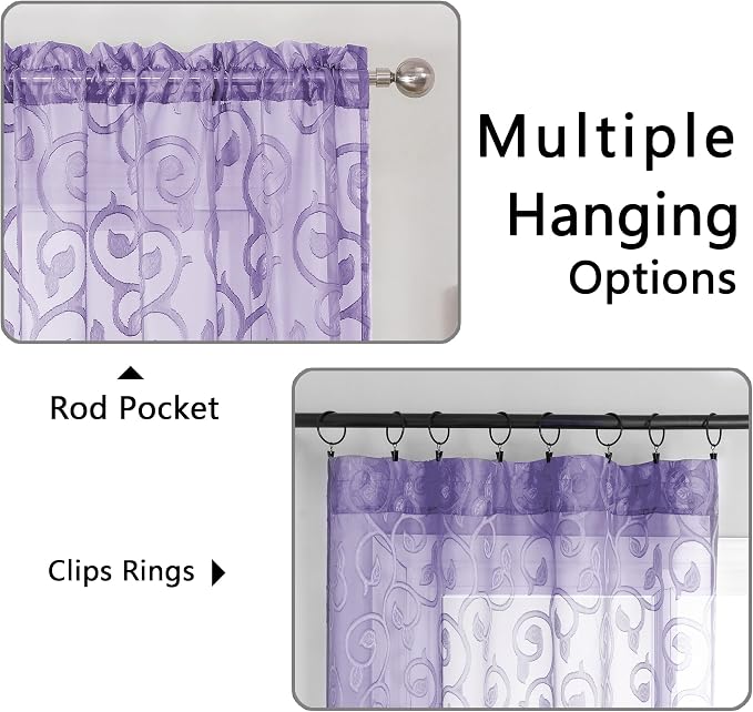 Furman Sheer Curtains 45 Inch Length 2 Panels Set - Image 3