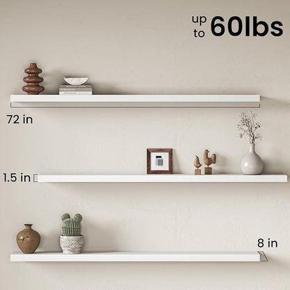 Fun Memories 72Inch Long Floating Shelves, 8 Inch Deep Shelves - Image 3