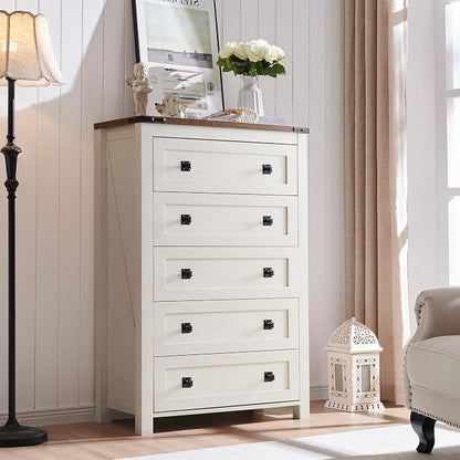 T4TREAM Farmhouse 5 Drawers Dresser Chests - Image 7
