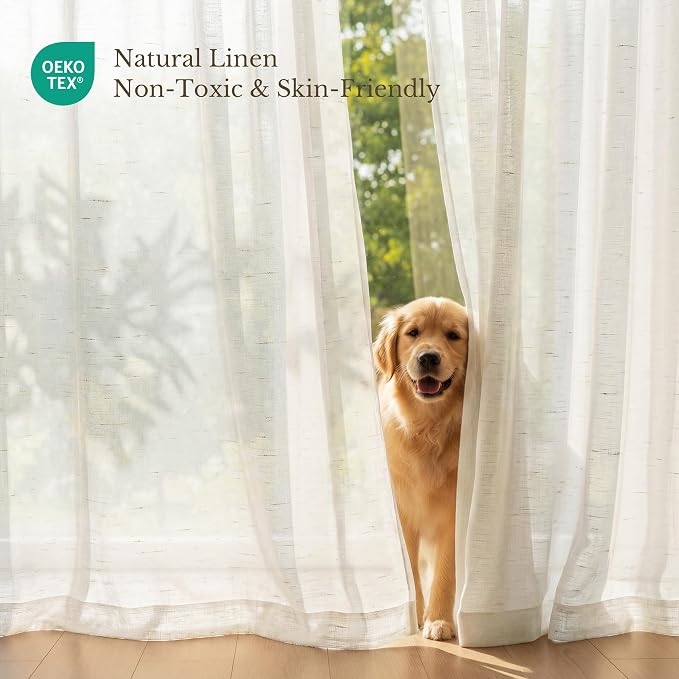 NICETOWN Linen Burlap Semi Sheer 144 inch Extra Long Curtains - Image 6