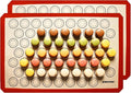 Macaron Silicone Baking Mats - Set of 2 - Full Size - 16.5 x 24, Non-Stick Macaron Mat for Perfect Baking - Dishwasher & Oven Safe, Ideal for Macarons, Cookies, Bread, Red Border