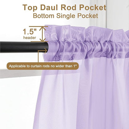 Chyhomenyc Sheer Lilac Curtains 90 inches Long 2 Panels, Light Filtering Soft - Image 2
