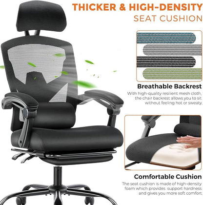 Sweetcrispy Office Computer Desk Chair, Ergonomic High-Back Mesh Rolling Work - Image 3