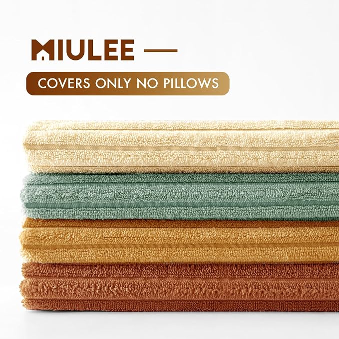 MIULEE Soft Corduroy Decorative Throw Pillow Covers Orange Teal 20x20 | Set of 4 - Image 3