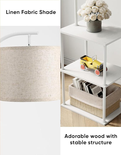 PARTPHONER Floor Lamp with Table, Night Stand with Lamp, Narrow Side Table with - Image 2
