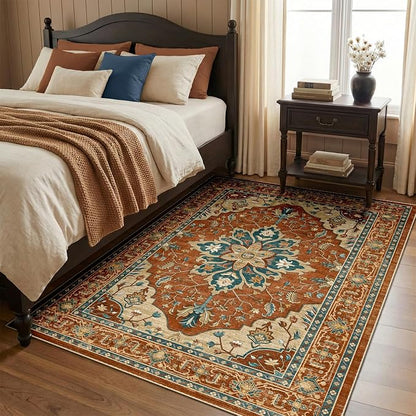 RELEANY Washable Area Rug, Water Repellent, Pet Friendly, Vintage Floral Boho - Image 3