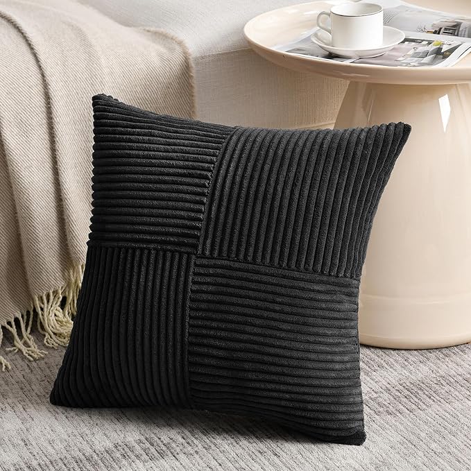 Fancy Homi 2 Packs Black Decorative Throw Pillow Covers 16x16 Inch - Image 2