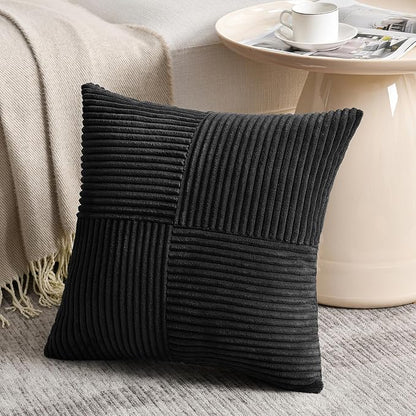Fancy Homi 2 Packs Black Decorative Throw Pillow Covers 16x16 Inch - Image 2