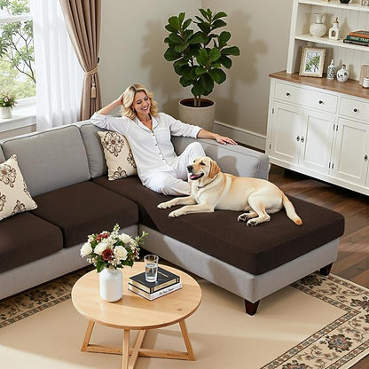 Hokway Chaise Cover and Couch Cushion Covers Set, Separate Sectional Sofa - Image 5