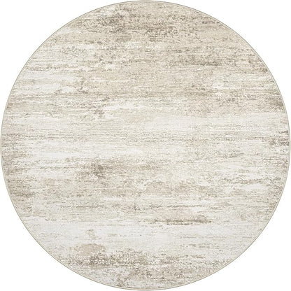 Washable Round Rug 4ft for Bedroom: Circle Neutral Soft Rug Abstract Non Slip - Image 9