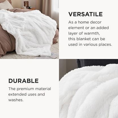 Bedsure GentleSoft Fuzzy Sherpa Faux Fur Twin Blanket White Cozy Gifts - Image 5