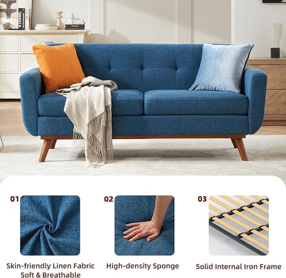 Kingfun 65.2" W Loveseat Sofa, Mid Century Modern Decor Love Seat Couches - Image 5