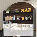 63" Farmhouse Coffee Bar Cabinet with Storage, Black Coffee Bar with Sliding Doors & Wine Racks, Hutch Cabinet with Storage, Adjustable Shelves, Wine Bar for Kitchen Living Dining Room, Black