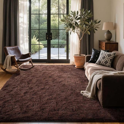 5x7 Ft Brown Shag Rugs for Bedroom Living Room, Ultra Soft Fluffy Furry Area - Image 2