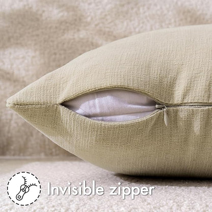 MIULEE Ivory Chenille Couch Throw Pillow Covers, 18x18 | Set of 2, Soft Neutral - Image 3