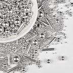 Silver Pearl Rods Sprinkles, Edible Sugar Candy Mix Size, 150g/5.29oz, Baking Cake Decoration, Food Grade, Cake Toppers, Easter, Celebration, Wedding Party Supplies