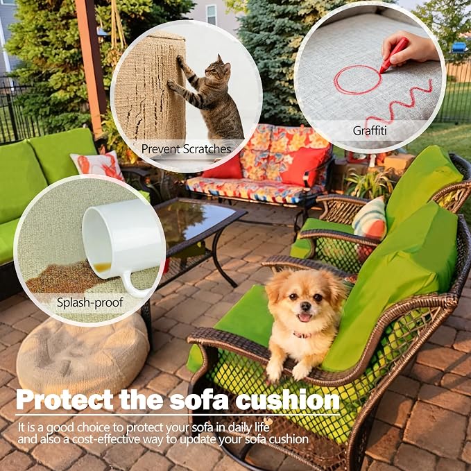 Sqodok Patio Cushion Cover 24x22 inch, Outdoor Seat Cushion Slip Cover - Image 6