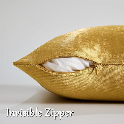 GIGIZAZA Gold Velvet Pillow Covers 26x26 Decorative Pillows Pack of 2 | Throw - Image 4