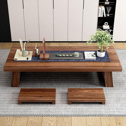 Solid Wood Japanese Style Tea Table, Low Long Coffee Table - Image 2