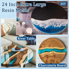 Lallisa 24 Inch Extra Large Resin Table Molds Round Epoxy Resin Molds Set with Metal Frame 3 Hairpin Legs for Table Epoxy Resin Table Mold Epoxy Table Mold for Charcuterie Board River Table DIY Art