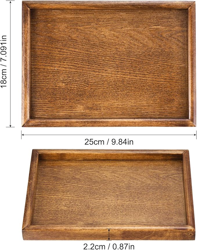 PATIKIL Wood Serving Tray 10x7 Inch Outer Base, Rectangular Decorative Platter for Home Decor Kitchen Table Candle Holder, Brown