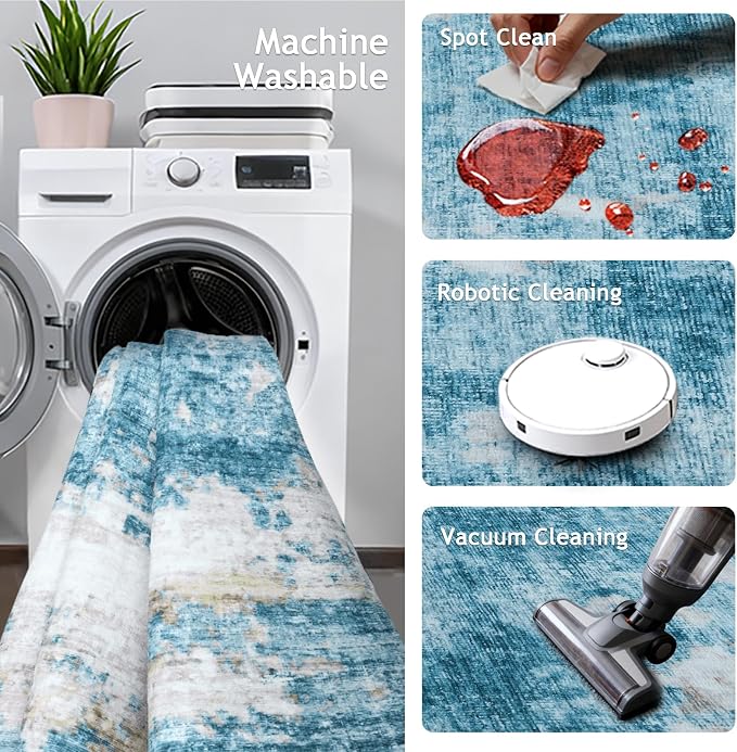 2x5 Washable Runner Rugs，Modern Abstract Rug Runner, Ultra-Thin Kitchen Runner - Image 3