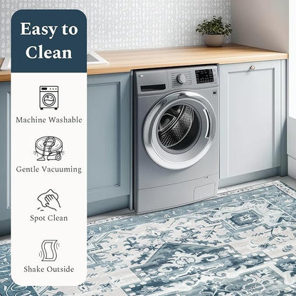 Rugflix 9x12 Area Rugs for Living Room, Washable Light Blue Large Rug | Machine - Image 5