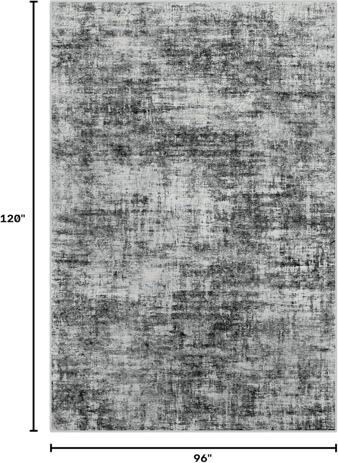 8x10 Area Rugs for Living Room: Washable Abstract Black Badroom Carpet | - Image 2