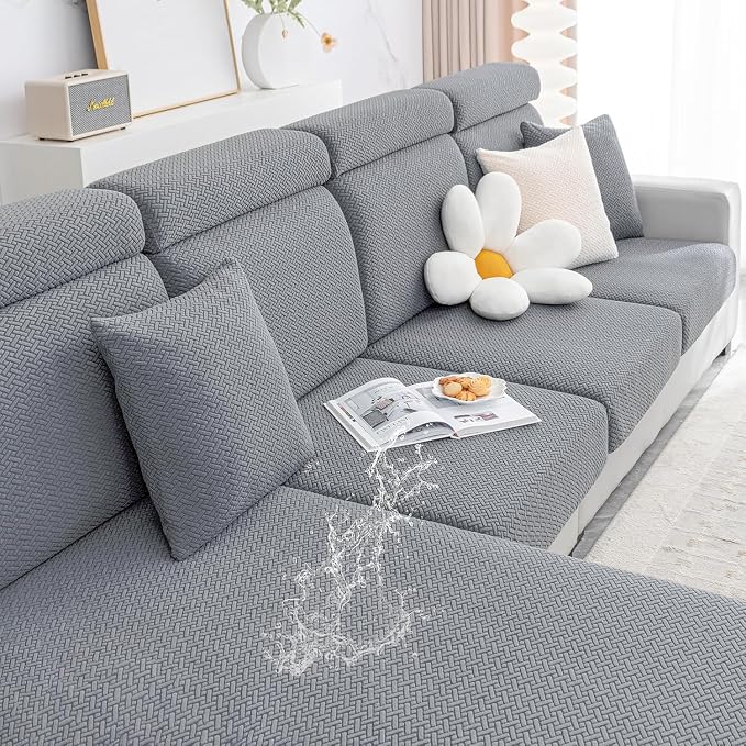 Smiry Waterproof Couch Cushion Covers, Stretch Jacquard Sectional Couch Covers by Smiry