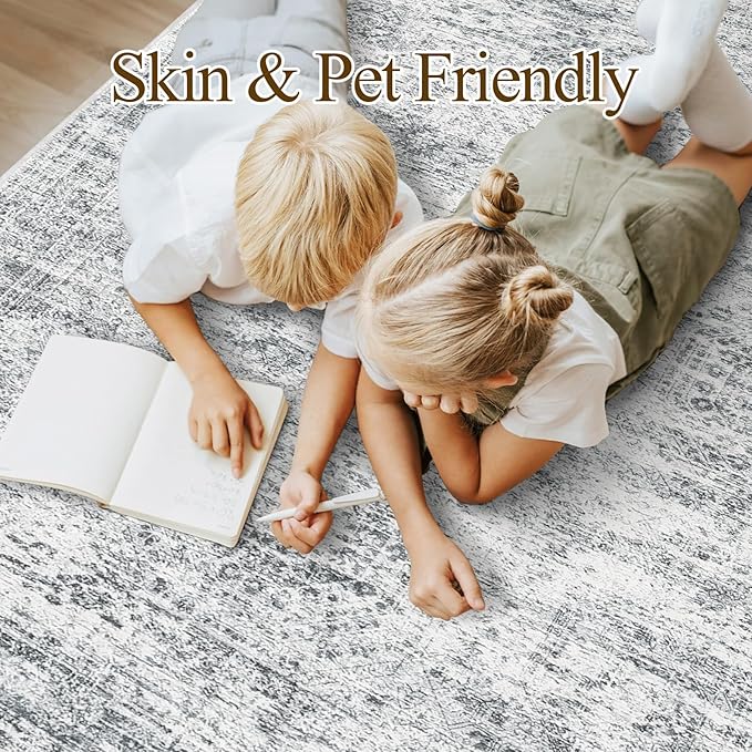 Soalmost Washable Area Rug 8x10 Large Soft Grey Rugs - Image 3