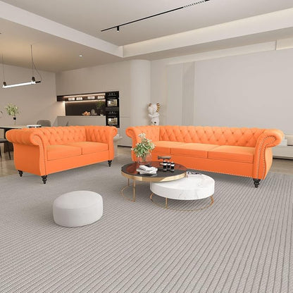 Chesterfield 3 Seater Sofa, Modern Velvet Tufted Couch 3 Seater - Image 8