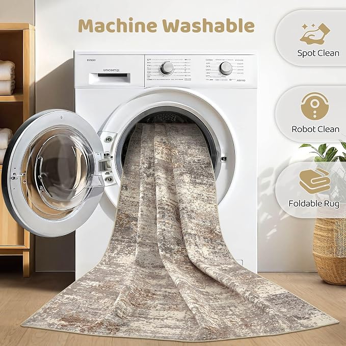 LOONGRUG 7x10 Area Rug Washable Large Neutral Modern Living Room Rugs | - Image 2
