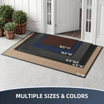 Front Door Mat Outside Entrance, Heavy Duty Waterproof Doormat | 35.5"x24" - Image 2