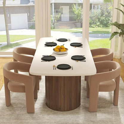 RIVOVA Modern Barrel Dining Chairs Set of 4, Velvet Upholstered Accent Side by RIVOVA
