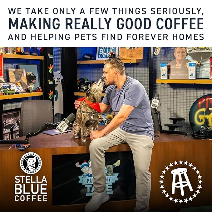 Stella Blue Ground Coffee, Miss Peaches Blend, Medium Roast, Citrus, Caramel and Fruity Notes, 100% Arabica, Ethically Sourced from Central and South America, 12 oz bag